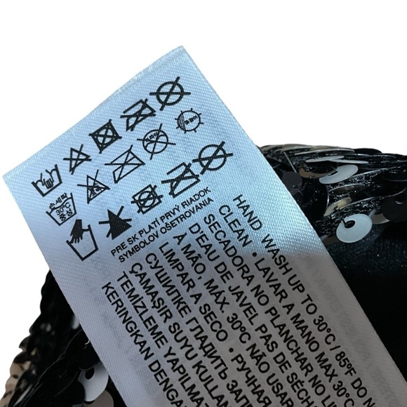 MANGO Black & White Houndstooth Sequin Mini Skirt Side Zipper US Sz S - Picture 8 of 10